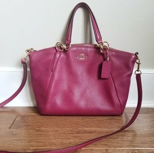 Coach Magenta Leather Purse with Crossbody Strap